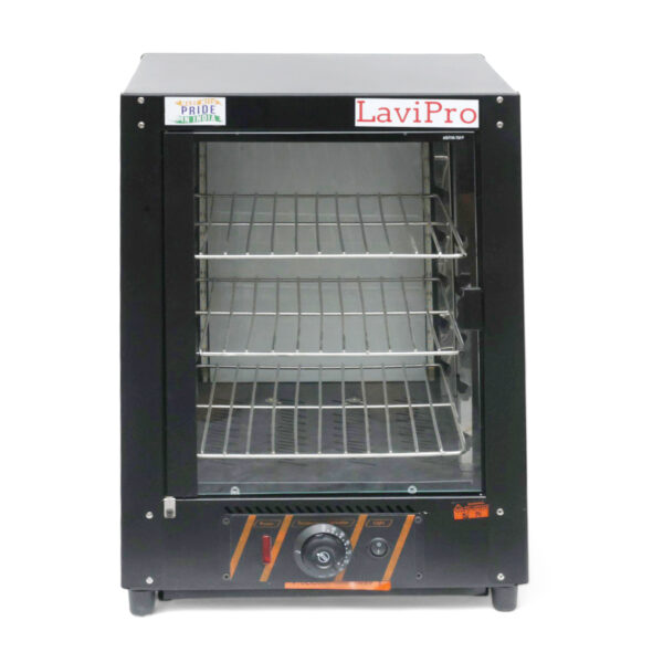 LaviPro 50L Electric Food Display Warmer | 600W Commercial Hot Case with 3 Racks | Steel Countertop Food Warmer for Pizza, Patties, Pastries & Snacks – Full Black | Made in India - Image 2