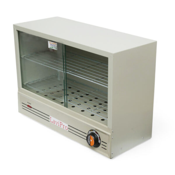 LaviPro Electric Patties Hot Case | 25-Piece Capacity Sliding Door Food Warmer | 650W Commercial Puff Warmer Oven for Bakery & Fast Food Counter | Grey Finish | Adjustable Thermostat | Made in India - Image 4