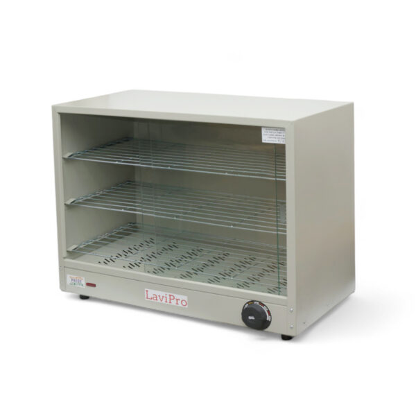LaviPro Electric Patties Hot Case | 50-Piece Capacity Sliding Door Food Warmer Jumbo | 1100W Commercial Puff Warmer Oven for Bakery & Fast Food Counter | Grey Finish | Adjustable Thermostat | Made in India